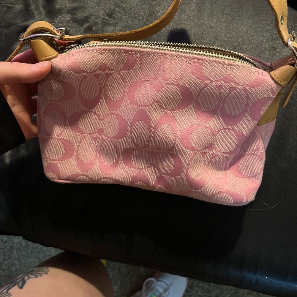 Coach Pink and Tan Shoulder Bag